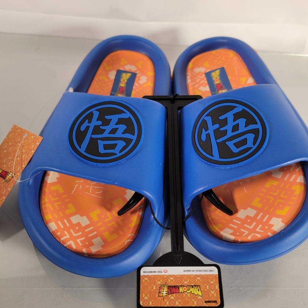 Dragon Ball Super Goku Slides Slip On Sandals Flip Flops Mens‎ 8 Ground Up NEW